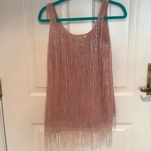 Pink Sequin Fringe Tank Top